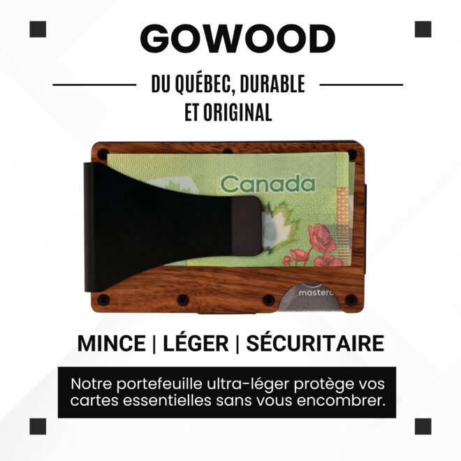Portefeuille en bois de cerisier et porte-cartes compact avec protection RFID