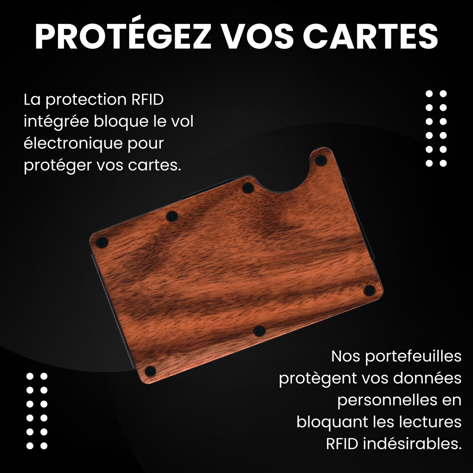 Portefeuille en bois de koa et porte-cartes compact avec protection RFID