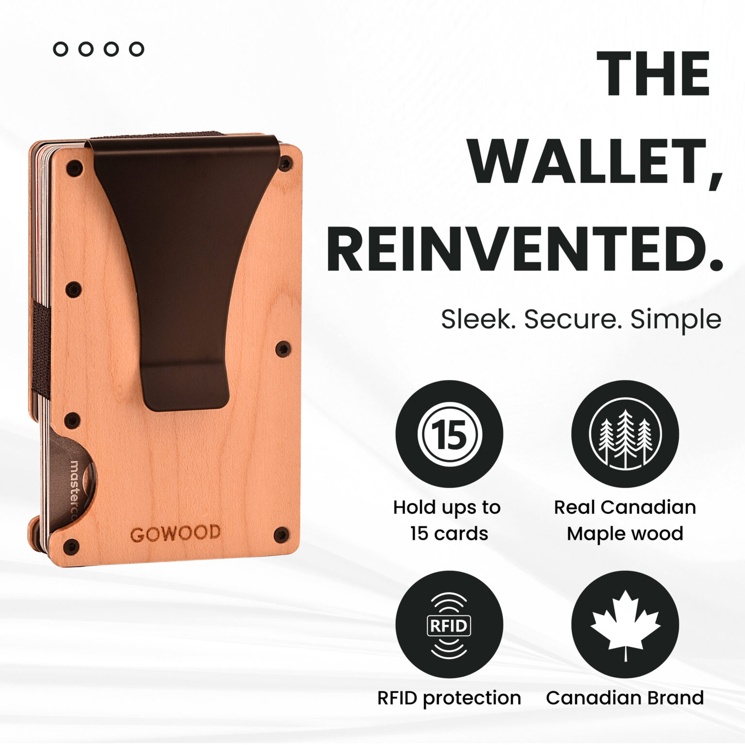 Canadian maple wood minimalist wallet and cardholder with RFID protection
