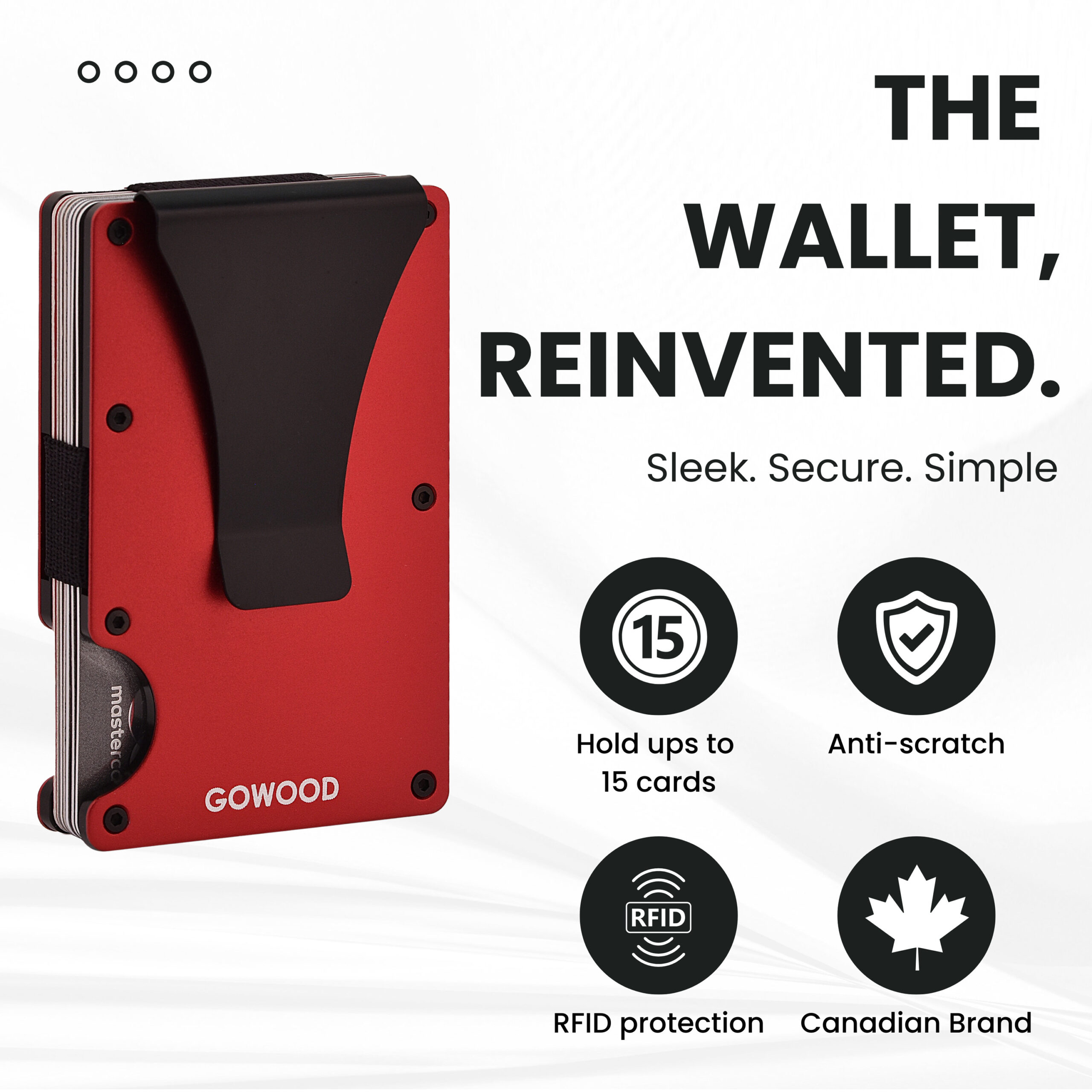 Red metal wallet and minimalist cardholder with RFID protection - Image 2