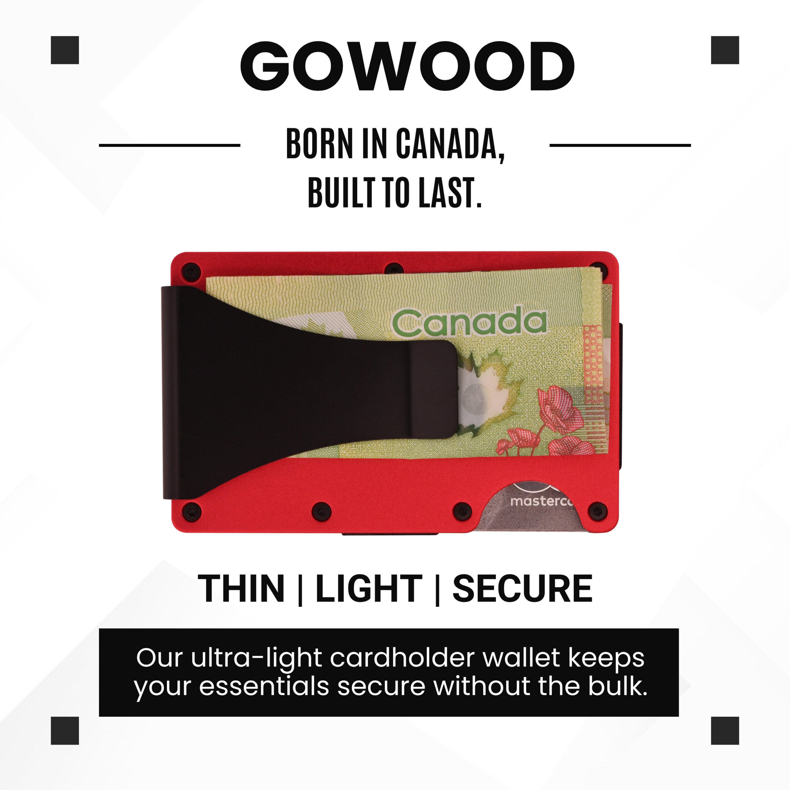 Red metal wallet and minimalist cardholder with RFID protection - Image 5