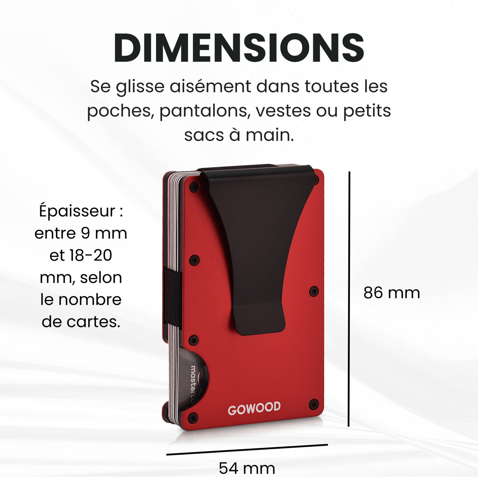 Portefeuille en métal rouge et porte-cartes compact avec protection RFID