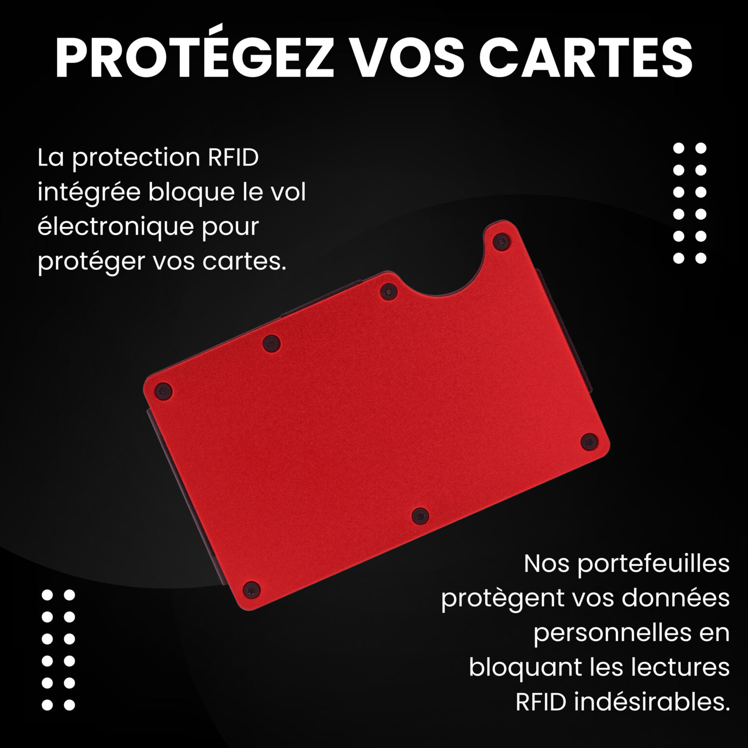 Portefeuille en métal rouge et porte-cartes compact avec protection RFID