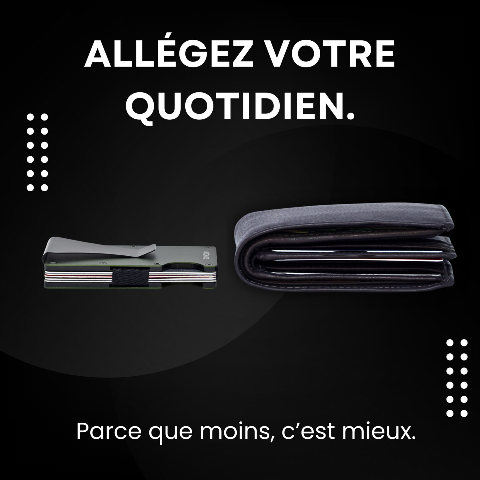 Portefeuille en métal vert et porte-cartes compact avec protection RFID