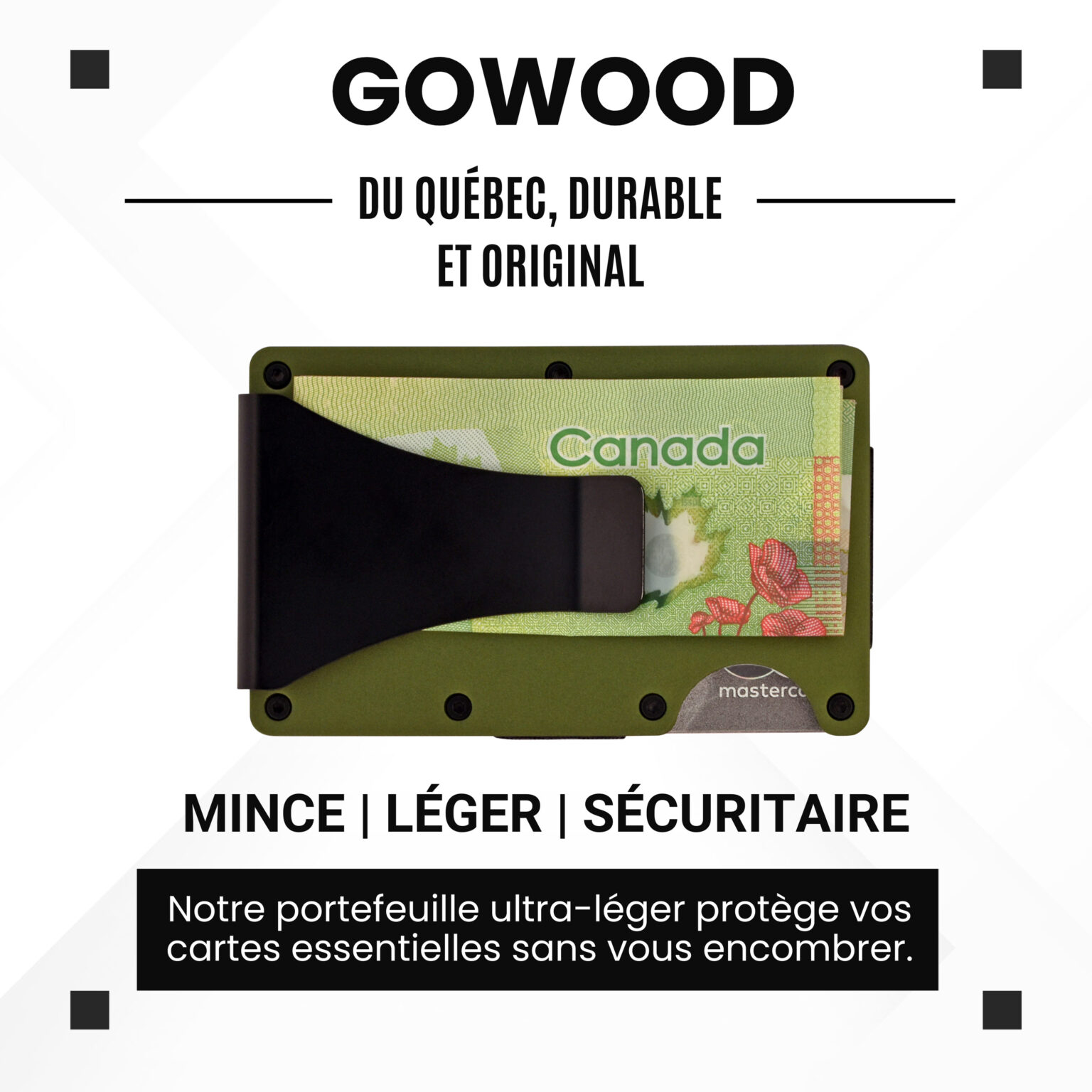 Portefeuille en métal vert et porte-cartes compact avec protection RFID