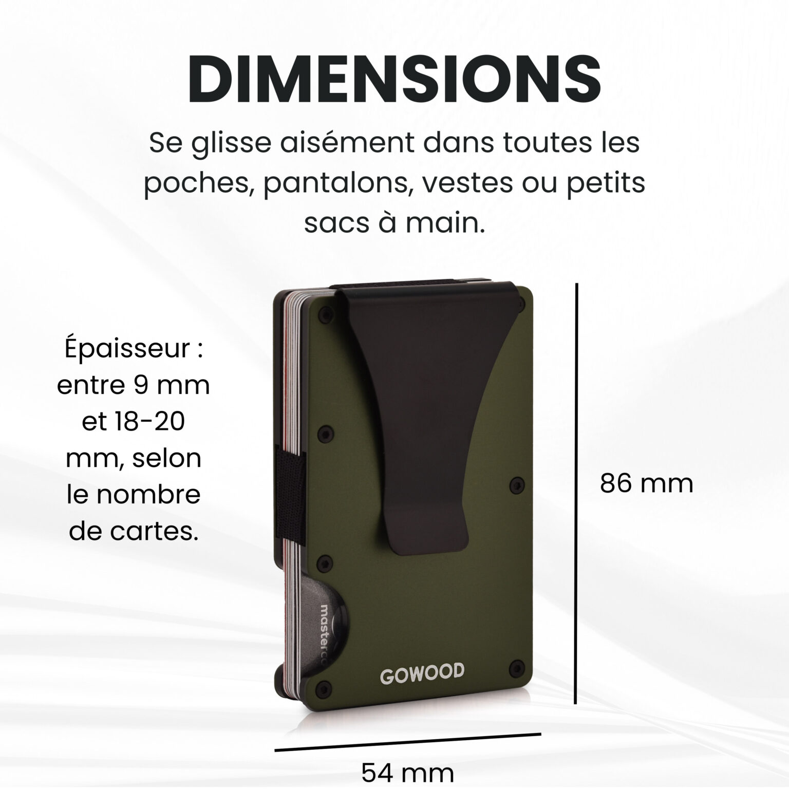 Portefeuille en métal vert et porte-cartes compact avec protection RFID