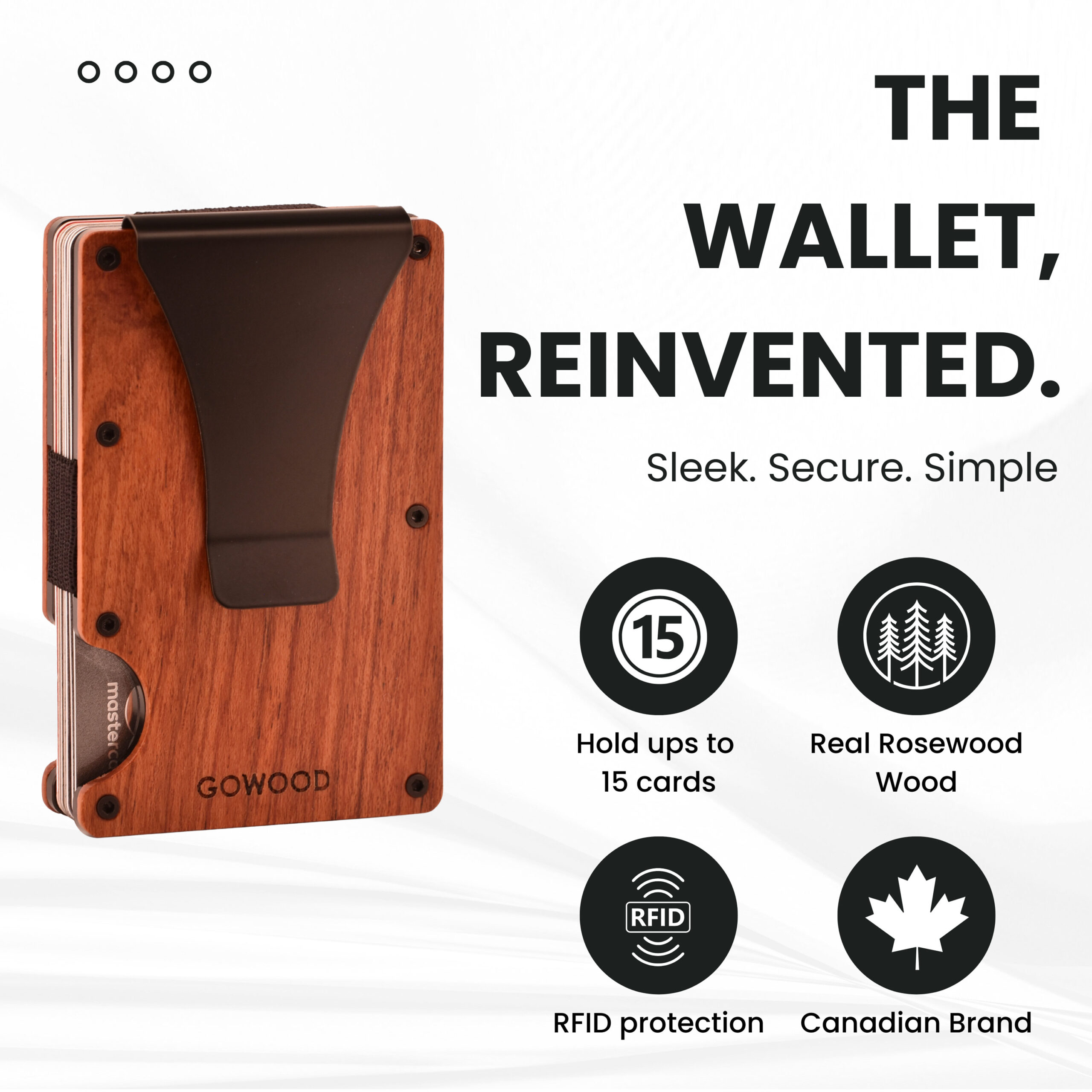 Rosewood wallet and minimalist cardholder with RFID protection