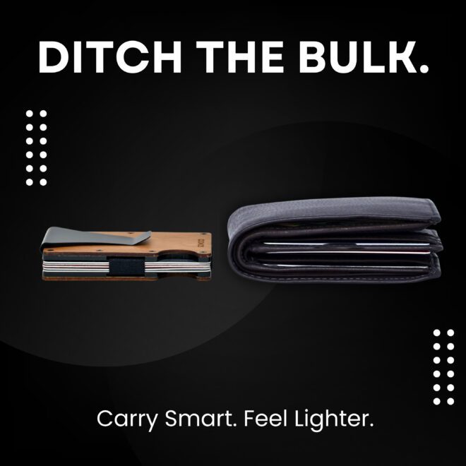 Rosewood wallet and minimalist cardholder with RFID protection