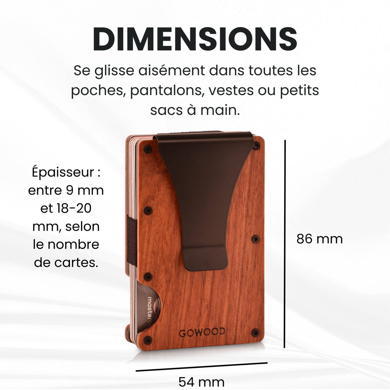 Portefeuille en bois de rose et porte-cartes compact avec protection RFID